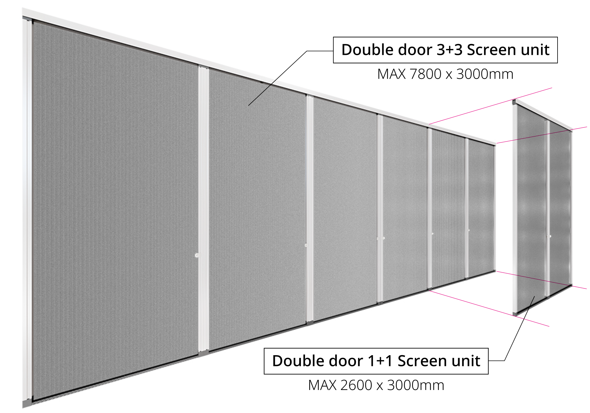 2-panel construction(for widths up to 2600 mm)